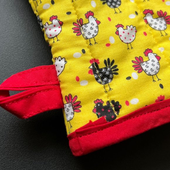 SOLD-Oven Mitts cute little chicken print Handmade - Picture 7 of 9